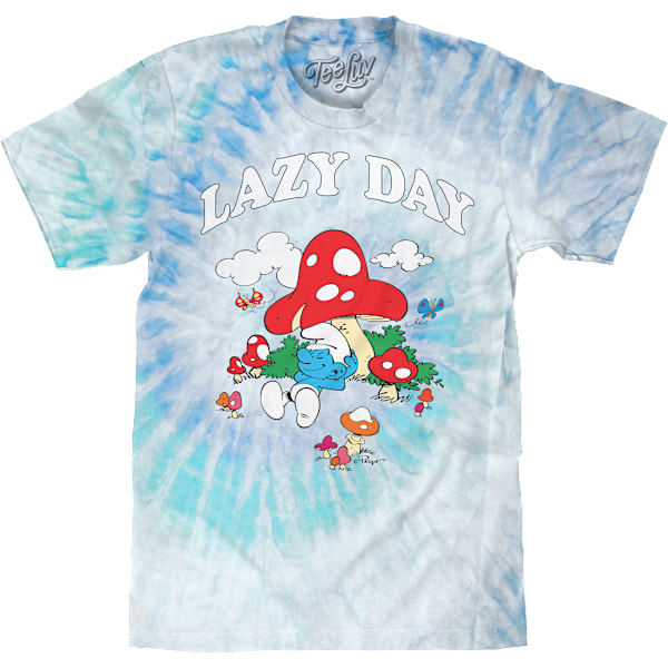 Tie Dye Lazy Day Smølfer T-shirt M