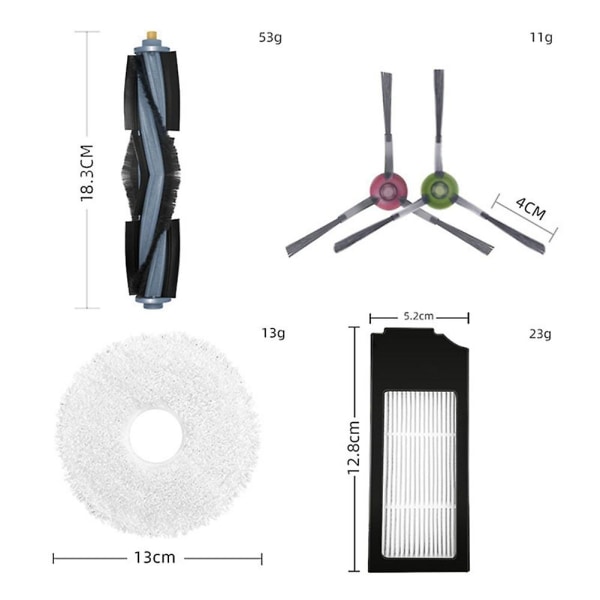 Deebot X1 Turbo/omni Robotti-imurin Tarvikkeet Pääsivusirkkeli Hepa-suodatin Mop-liina