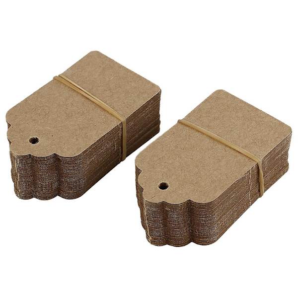 Set med 100 rustika 40mm x 70mm skålade kraftkort, blanka bruna etiketter och 50 muffinsformar