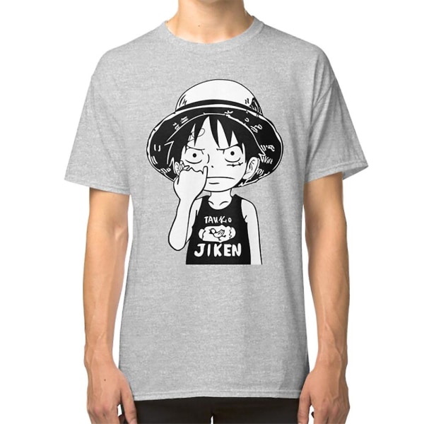 One Piece Luffy Picking Nose T-shirt grey S