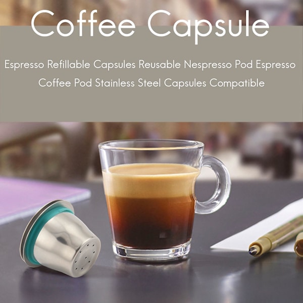 Espresso Kapslar för Återfyllning Återanvändbara Pods Espresso Pods Kapsel i Rostfritt Stål Kompatibel
