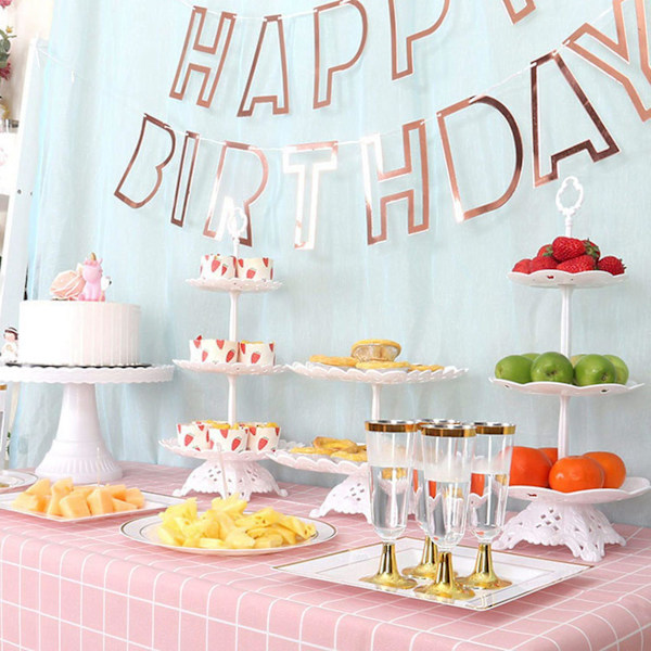 Plastkakestav Displaystativ Bryllupsdekorasjon Bursdagskaketallerken Dessertkakeredskaper Bursdag P