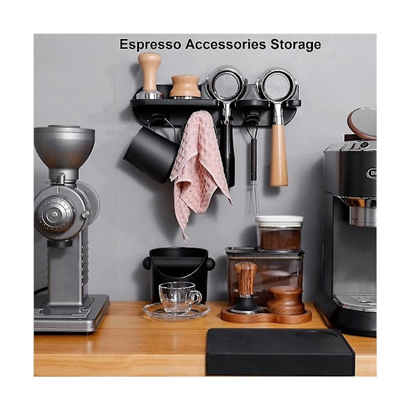 54mm Pladsbesparende Flydende Væghylde Kaffestation Organizer, Multifunktionel Espresso Værktøjer Kaffe