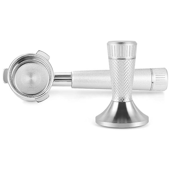 54 mm pohjaton portafilteri, 53 mm espresson tamppaaja 8-sarjan espressokoneille, korilla, hopea