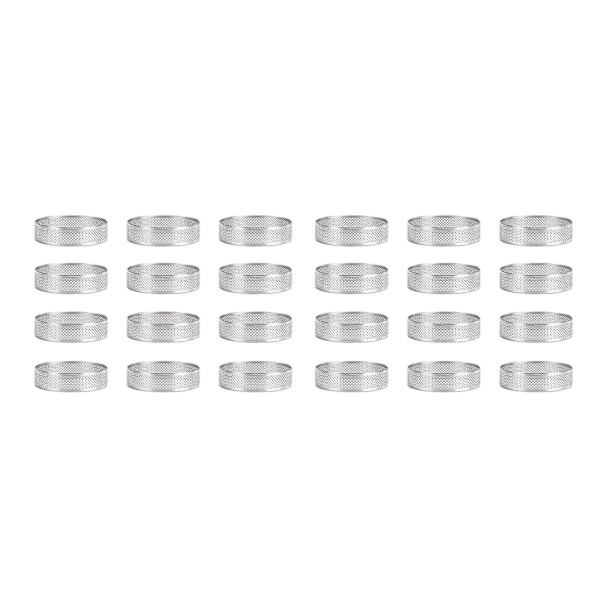 24-pack Rostfria Pajringar 3 Tum, Perforerade Kake Mousse Ringar, Kake Ringformar, Runda Kakeformar