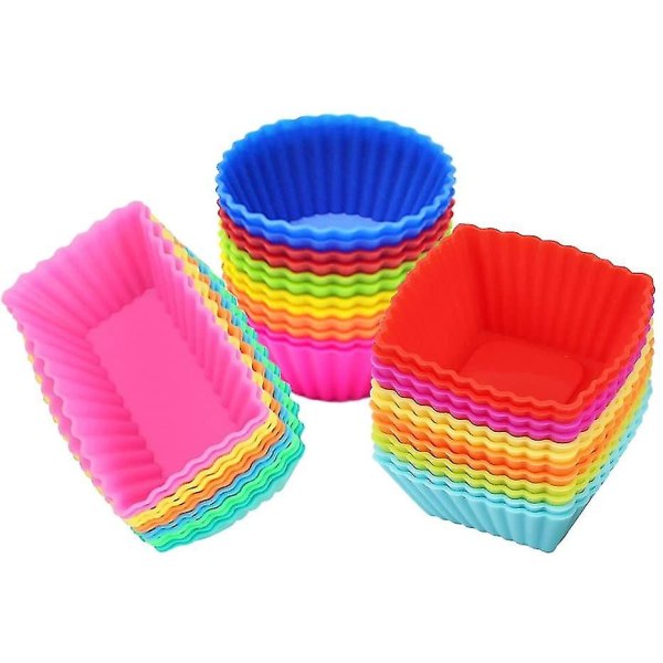 Silikon Cupcake Muffins Bakformar Liners 36-pack Återanvändbara non-stick molds set