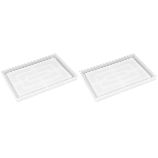 2X Harpiksform Silikon, Epoxy Stor Rektangulær Rullebrettform, Harpiks Serveringsbrettform