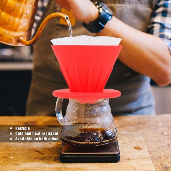 Hopfällbar kaffedroppfilterkopp för vandring, camping och hemmabruk (röd)