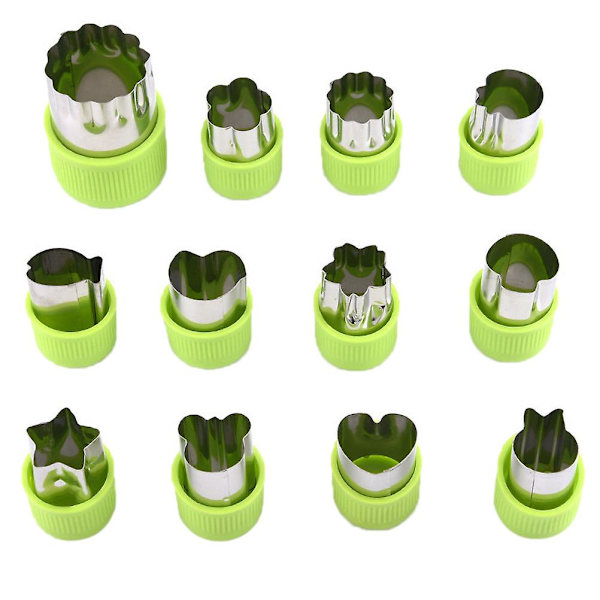 12 stk Kakeformer i Rustfritt Stål - Fruktformer, Grønnsaksformer Green