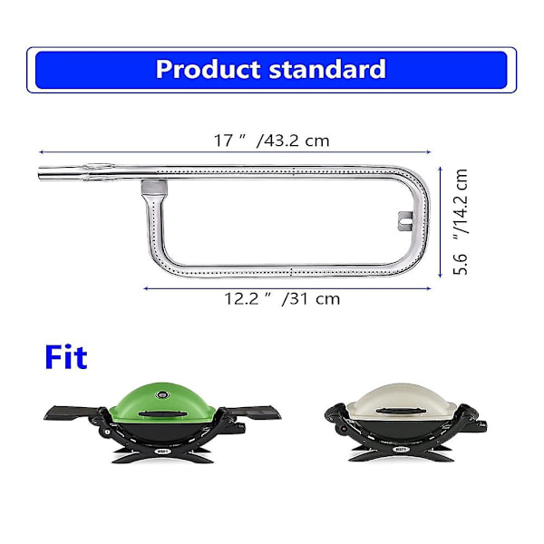 Rustfrit Stål Grillrør 60040 Reservedele til Q100, Q120, Q1000, Q1200, 386002, 516002, 51600 Silver