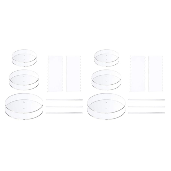 Set of 2 Acrylic Round Cake Pans - Cake Pan Round Base with Center Hole - Comb Scraper