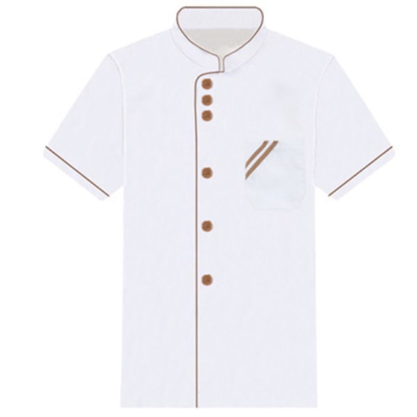 Unisex kort långärmad kockjacka kappa Hotell kök Service Uniform arbetskläder White and Coffee XL Short Sleeve