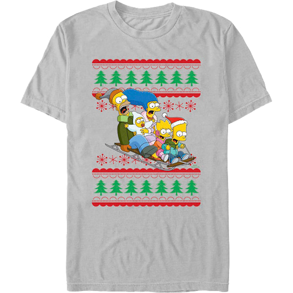Sled Ride Falskt Ful Jultröja Simpsons T-shirt XXXL