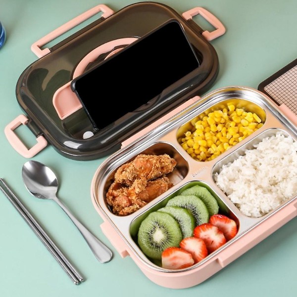 Lunchbox i Japansk Stil för Barn och Studenter - Matbehållare i Läckagesäkert Kvadratiskt Format