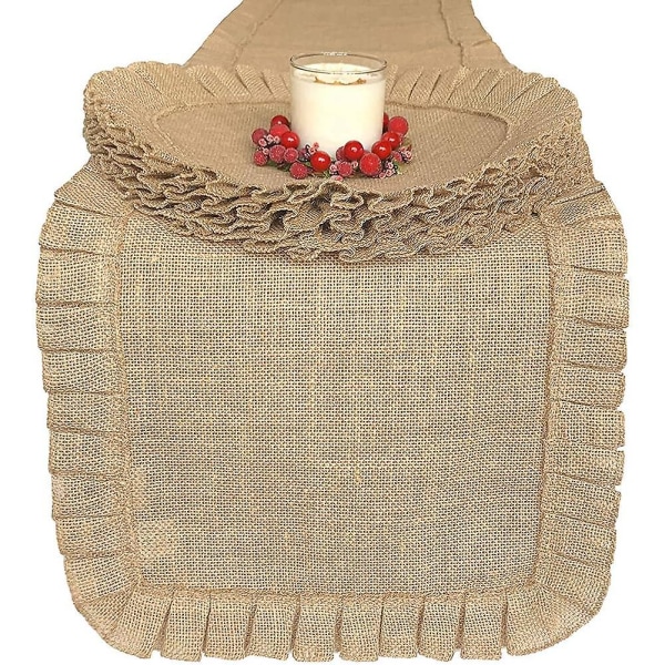 Rustik lantlig Burlap-set. jute. (1 brädspel + 4 platsmattor)