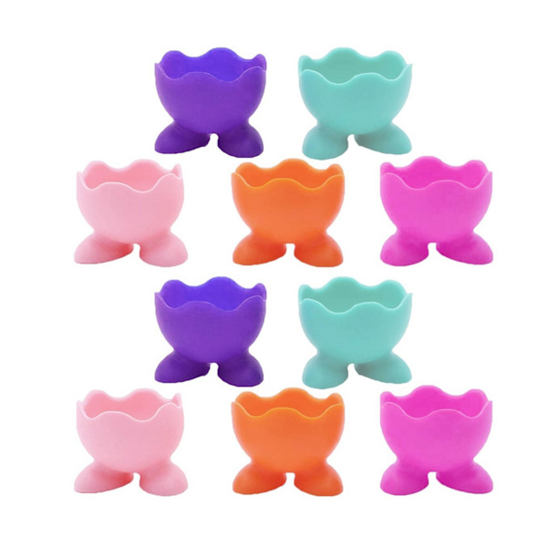 10 stk Silikon Egg Holder Enkelt Serveringskopp Egg Søte Fargerike Design Egnet for Mikrobølgeovn eller Toto