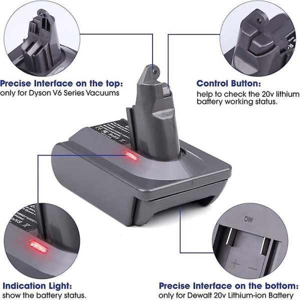 V6 Batteriadapter Dw20v6 Til 20v Lithium Batteri Konvertering Til V6 Batteri Sv03 Sv04 Sv09 DC62 DC5