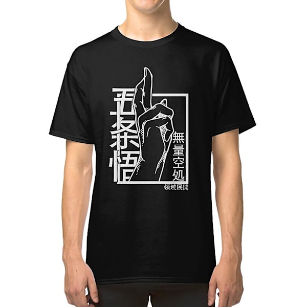Gojo Satoru Domain Expansion Hånd Hvid Lineart T-shirt M