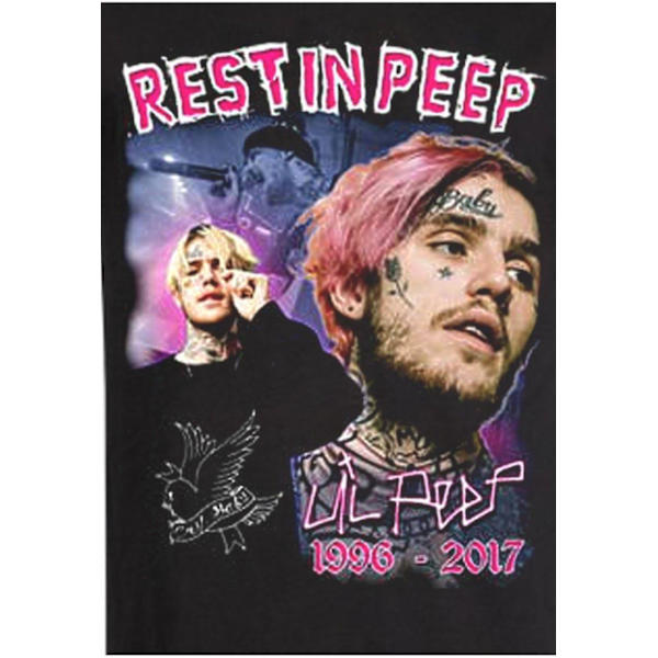 Lil Peep T-Shirt Sort Rest In Peep S