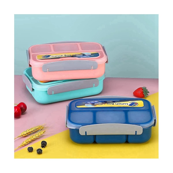 Bentobox för barn, lunchlåda, 1300 ml, 4 fack, läcksäker, diskmaskin- och frysvänlig