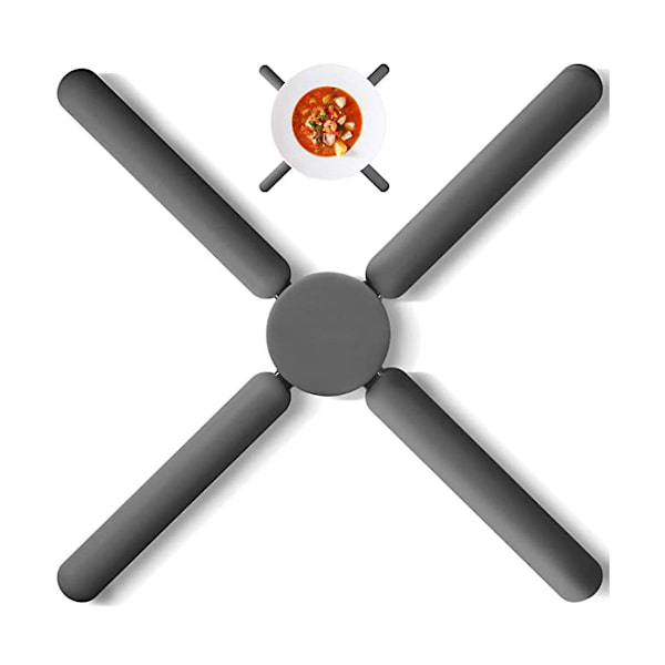 Foldbar Silikon Trivet, Ikke-Foldbar Design Utvidbar Silikon Gryteklut, Mørk Grå