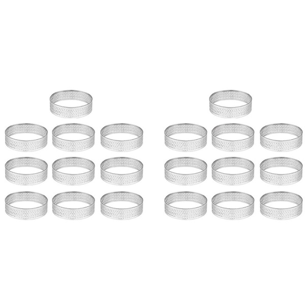 20 Pak Rustfrit Stål Æg Ringe, Varmebestandige Perforerede Kage Mousse Ringe, Ringbagning