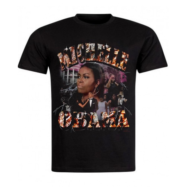 Michelle Obama Retro 90-tal svart utslagsplats T-shirt L