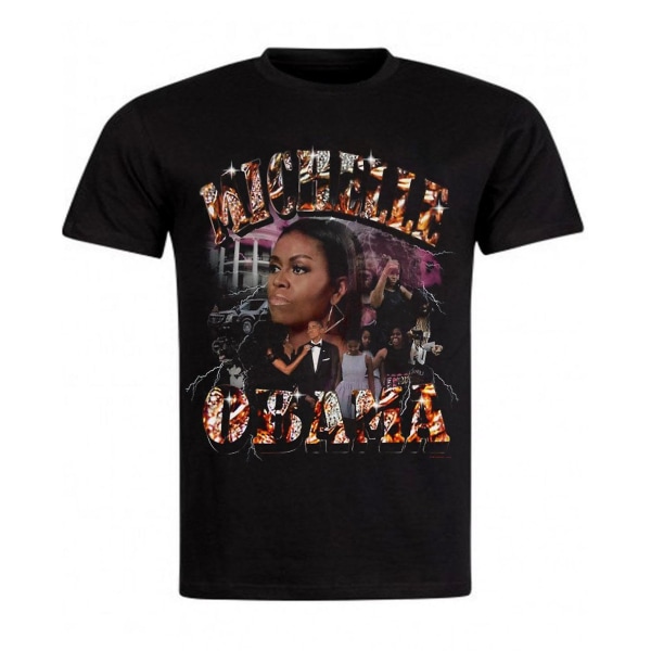 Michelle Obama Retro 90-tals Svart T-shirt XXL