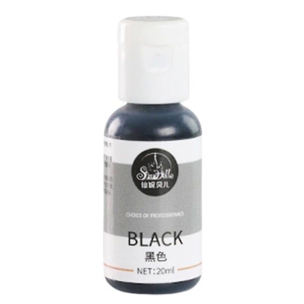 20ml Högkoncentrerad Livsmedelsfärg Lätt att Blanda Ätbara Tårta Dekoration Marsipan Färgning för Födelsedag Qinhai Black