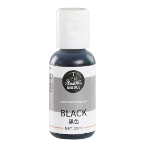 20ml Høykonsentrert Matfarge Lett å Blande Spiselig Kakedekorering Fondantfarge for Bursdag Qinhai Black