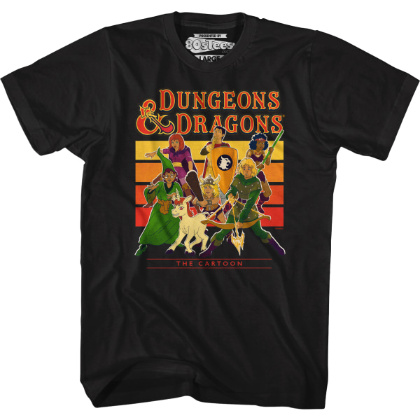 Retro Cartoon Stripes Dungeons & Dragons T-shirt L