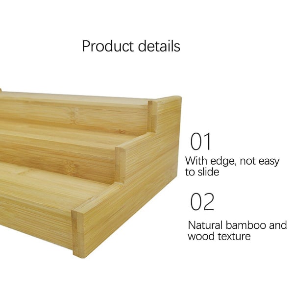 3 nivåer ej expanderbar bambu kryddhylla trappade hyllor Skåp Organizer