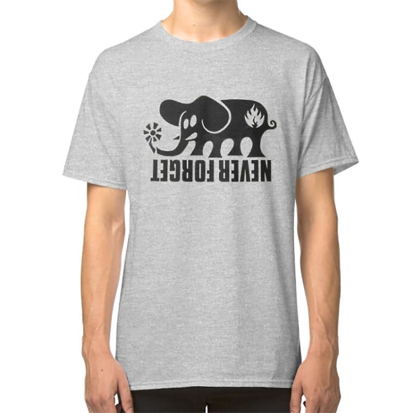 Glöm aldrig, svart etikett skateboard t-shirt design. T-shirt grey XL