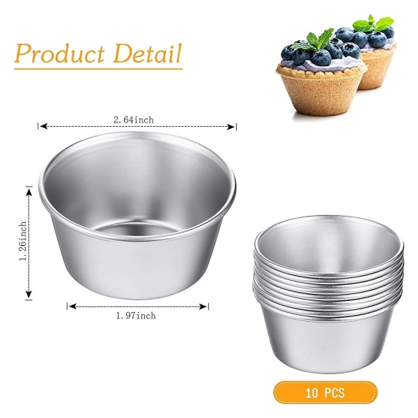 10 stk. Pudding Kopper Mini Chokolade Kage Biscuit Pudding Form Rund Non-stick Æg Tart Form Bage