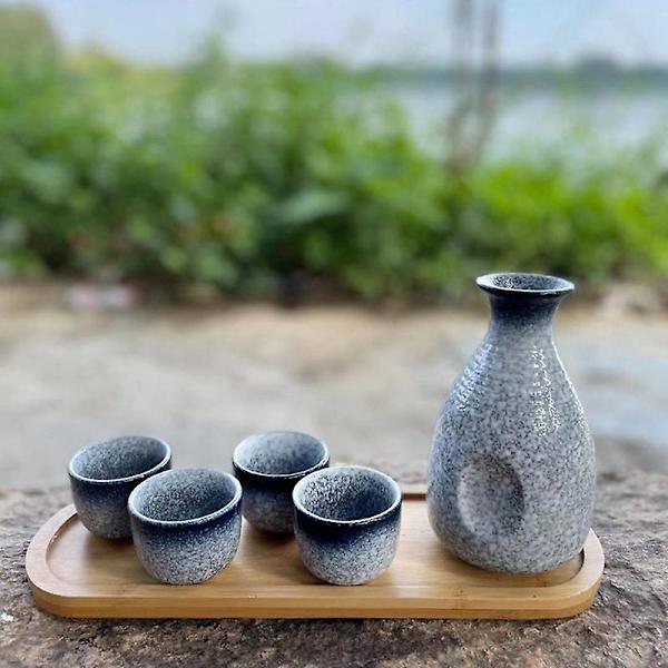1 sæt udsøgte japanske keramiske sake kopper sake pot retro sake sæt japansk retro enkel cera