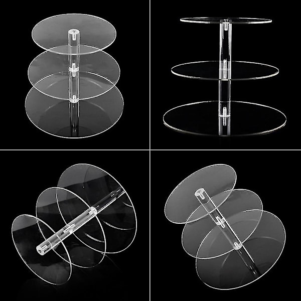 Transparent Rund Akryl 3/4-lags Kageholder Party Cupcake Display Stativ