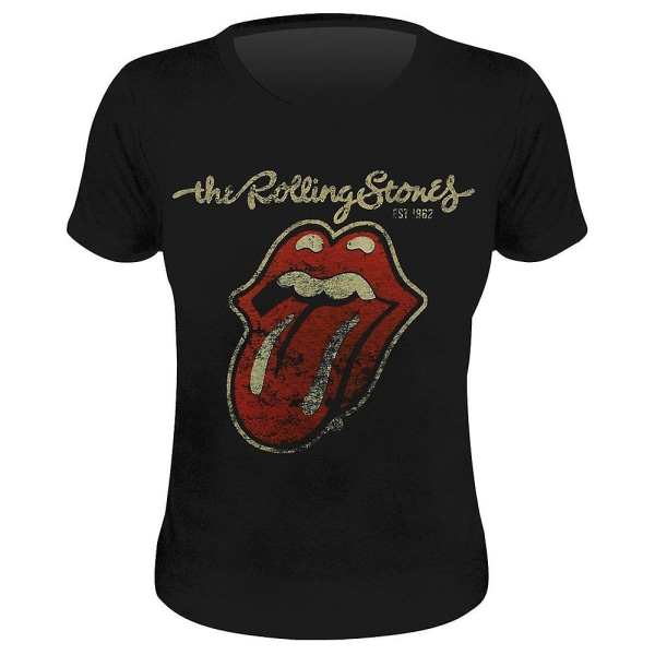 THE ROLLING STONES T-shirt med trykt tunge L