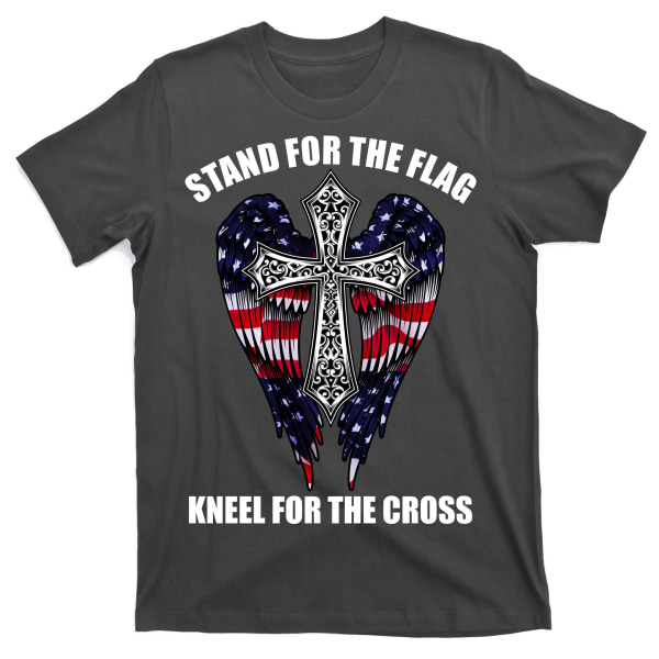 Stå för Flaggan Knä för Korset USA Örnvingar T-shirt XXXL