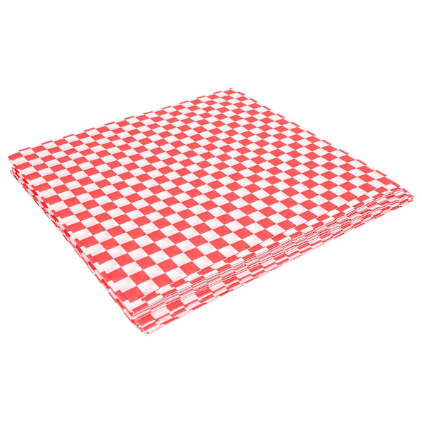 100 st Rutig Godis Korgfoder Papper, Fettbeständig, Sandwich Wraps, Röd och Vit
