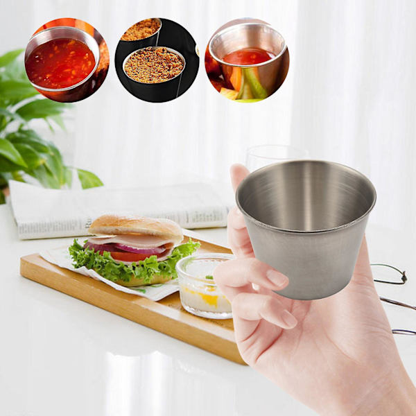24 Pakke Rustfrit Stål Krydderi Sauce Kopper, Kommerciel Kvalitet Dip Kopper, Millet Guld Krydderi