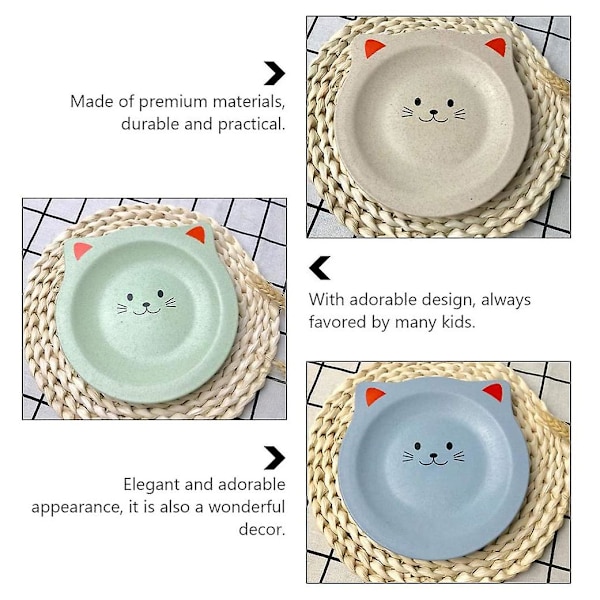 4 st Katt Dessert Tallrik Vetehalm Servering Appetitförstärkare Salladstallrik