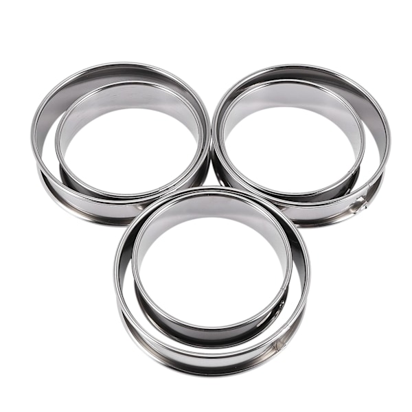 6-pack Dubbla Rullar Engelska Muffinsringar, Rostfritt Stål Muffinsringar, Värmebeständiga Tartringar, R