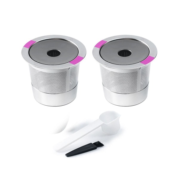 2 stk Rustfritt Stål Kaffe Kapselkopp Gjenbrukbar k-kopp for k-Mini Plus Kaffe Filter
