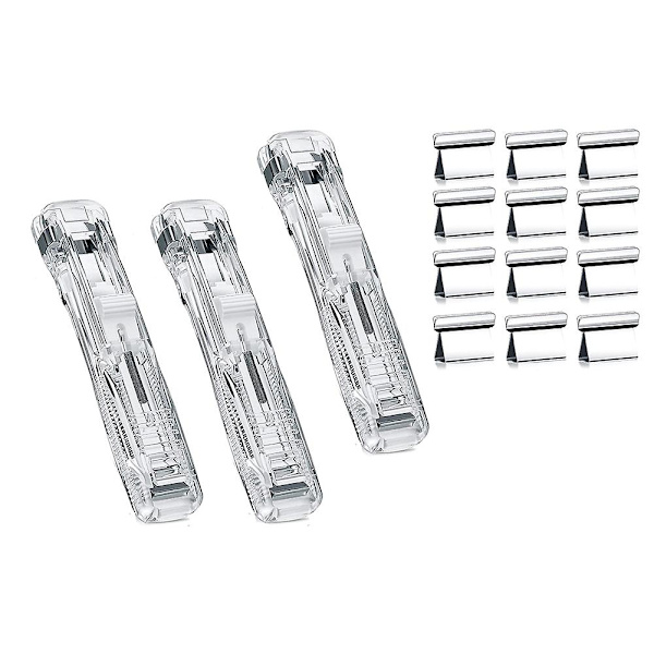 3 stk Gjennomsiktig Heftemaskin Mini Heftemaskin Trykk Heftemaskin Skrivebord Mote Liten Heftemaskin 100 stk