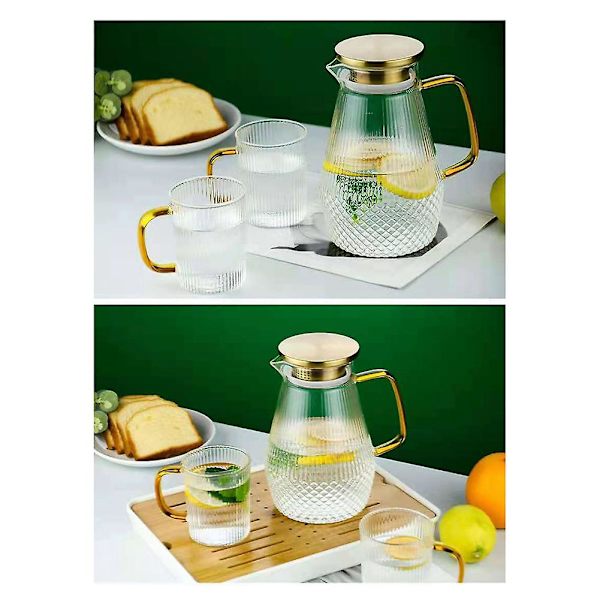 Kanna, 1600ml/54oz vattenkanna, Glaskanna Medical Lock, Värmebeständig Borosilikatglaskanna Kompatibel med Te, Juice, Mjölk