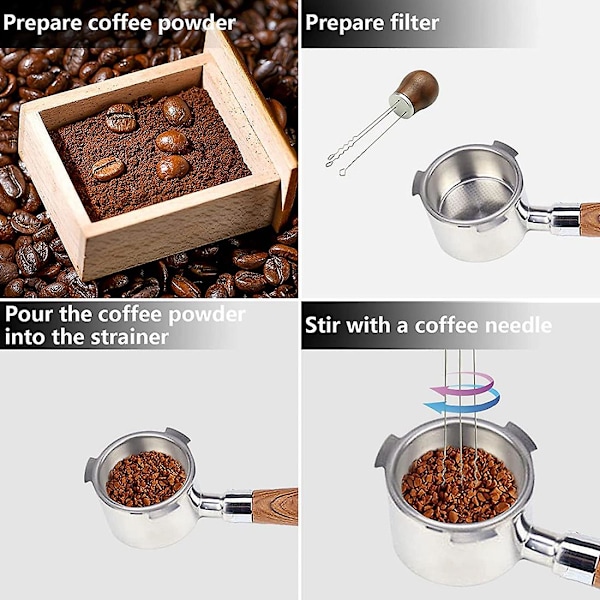 Espresso-omrører med nåler, pulverhåndtak for utdeling av kaffe, omrøringsverktøy for profesjonell bruk