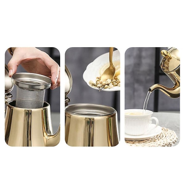 Rustfritt stål tekanne, 1,5 liters tekanne med avtakbar infuser