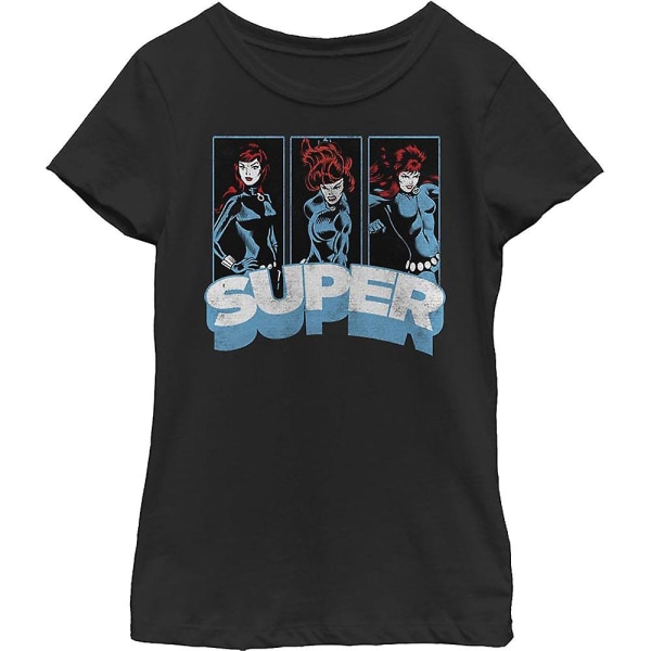 Jente Super Panels Black Widow Skjorte M