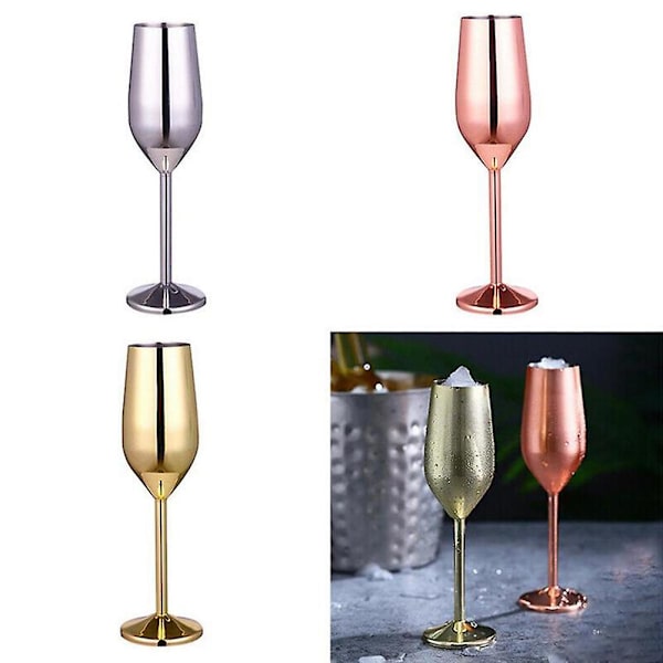 Vinglas i rostfritt stål, champagneglas, cocktailglas, metallvinglas, bar, oförstörbart vinglas
