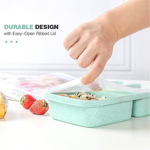 4-pack Lunchbox, 3-fack Meal Prep Behållare, Barnlunchbox, Återanvändbar Matförvaring